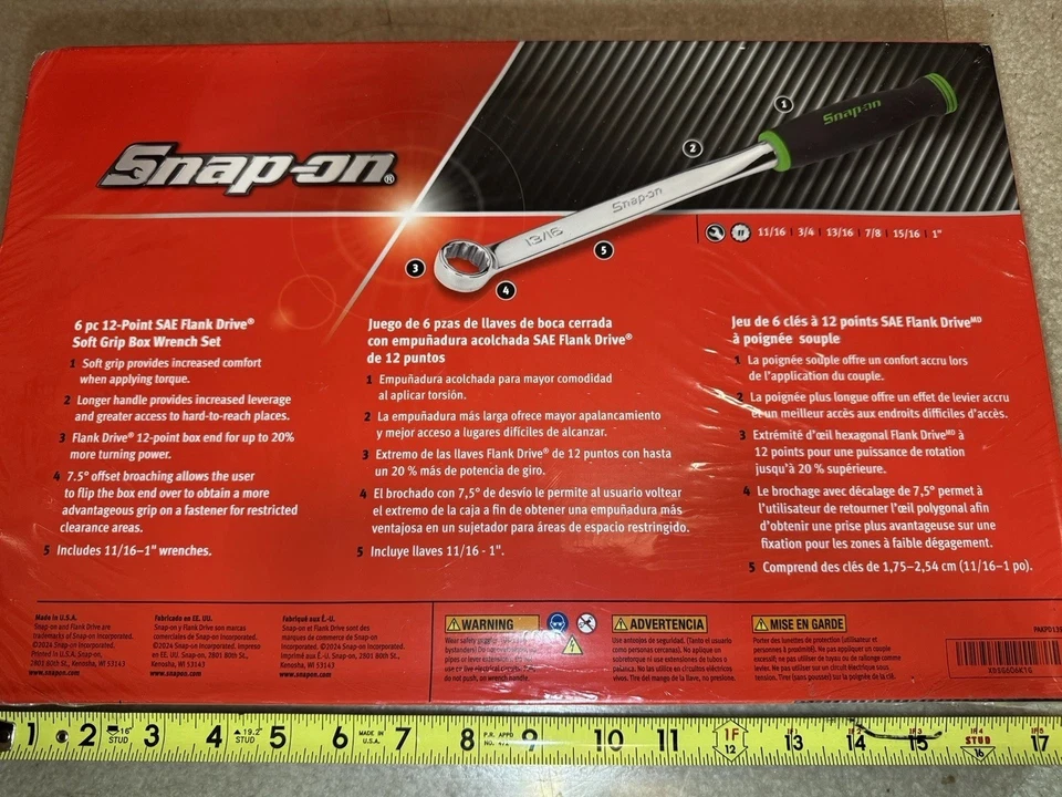 Snap-On 12-Point SAE Flank Drive Green Soft Grip Box Wrench Set NEW - Image 2 of 2
