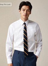 J.CREW Bowery Wrinkle-free Dress Shirt with Spread Collar Large White NEW AV828