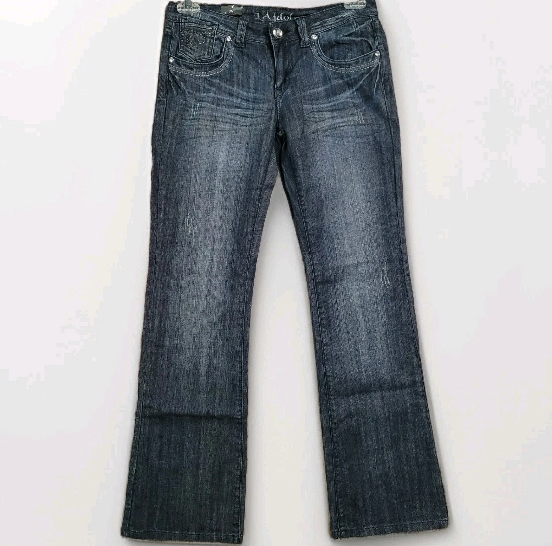 Jeans Bootcut LA Idol Femme - Taille W27/L34 - Décoré Studs Et Cristaux - Occasion état Quasi Neuf