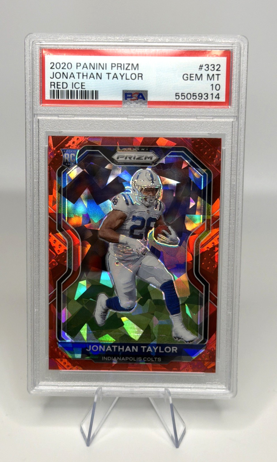 2020 Panini Prizm JONATHAN TAYLOR RC #332 RED ICE PSA Gem Mt 10 COLTS