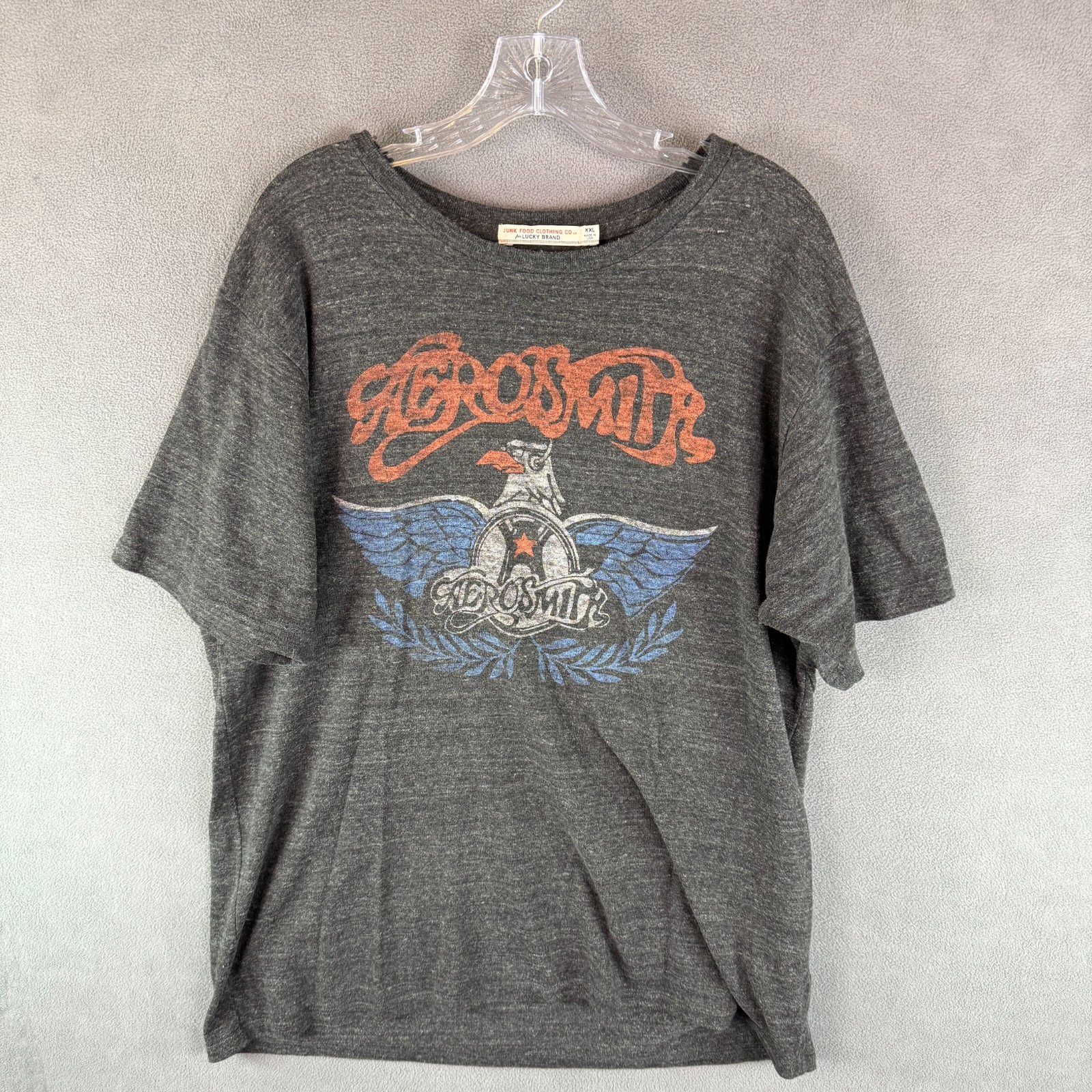 Junk Food For Lucky Brand Aerosmith Graphic T-shirt Mens 2XL Black Heather USA