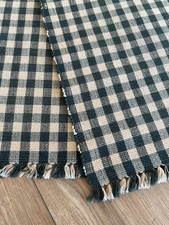 100 Cotton Woven Green Tan Checked Table Runner 13x54" Farmhouse Cottagecore