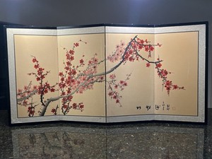 Japanese Byobu Painting Four Panel Foldable Artwork Size 48x24
