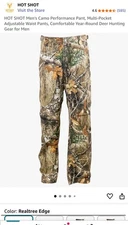 NEW XXL HOT SHOT Men’s Camo Performance Multi Pocket Adjustable REALTREE EDGE