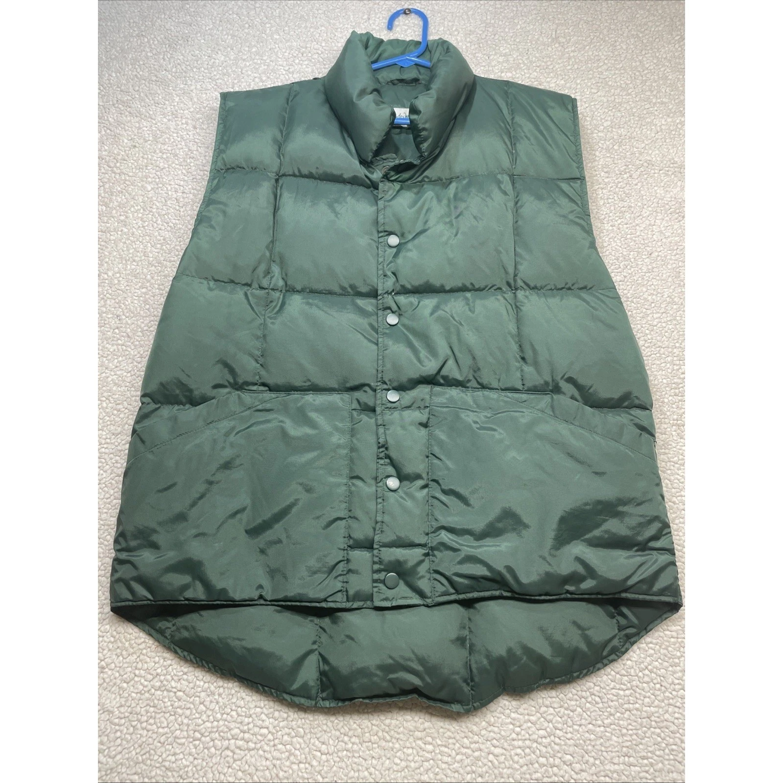 Gander Mountain Puffer Vest Mens M Green Down Filled Quilted Snap Front Outdoor