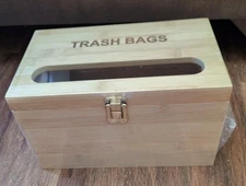 Wooden Garbage Bag Dispenser Hanging Box Trash Bags Holder New