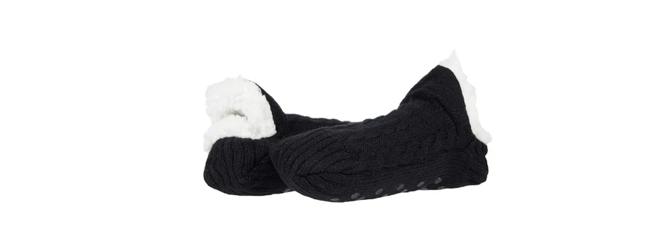 Zapatillas para mujer HUE con cable de piel de oveja (negras) talla S/M (5-6) 7032 Foto 2 de 3