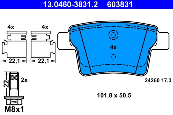 ATE Bremsbelagsatz Scheibenbremse 13.0460-3831.2 FüR Ford Mondeo Jaguar Type B4Y-image