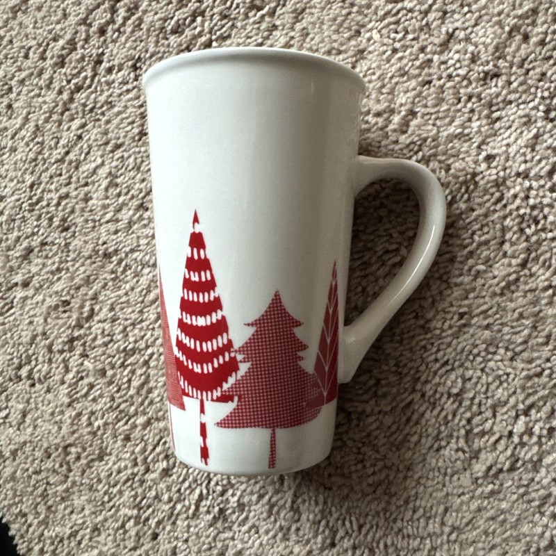 Starbucks Holiday 2017 Tall Coffee Mug Christmas Red White Trees Grande 16 oz