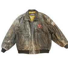 Vintage Excelled Anheuser-Busch Budweiser Brown Leather Bomber Jacket 94
