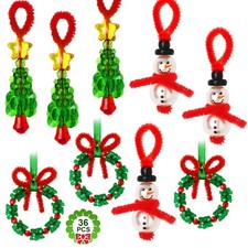 Christmas Crafts,36 Sets Beaded Ornament Kit-Including 12 PCS Snowman/12 PCS ...
