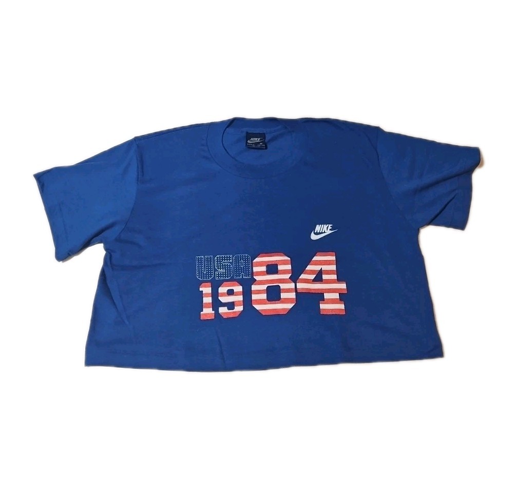 Rare Vintage 1984 LA Olympics Nike Blue Tag Crop Top Shimmel