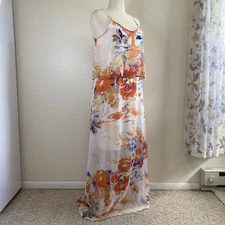Liberty Love Long Spaghetti Strap TALL Maxi Tropical Vacation Sun Dress. Large