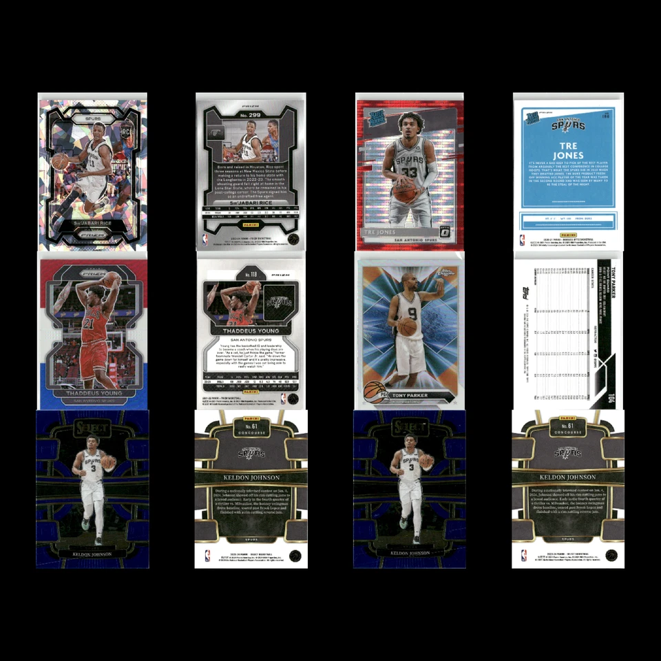 Lote 61 cartas de los San Antonio Spurs Prizms, refractor, novatos 2020-24 Panini Topps NBA Foto 3 de 4