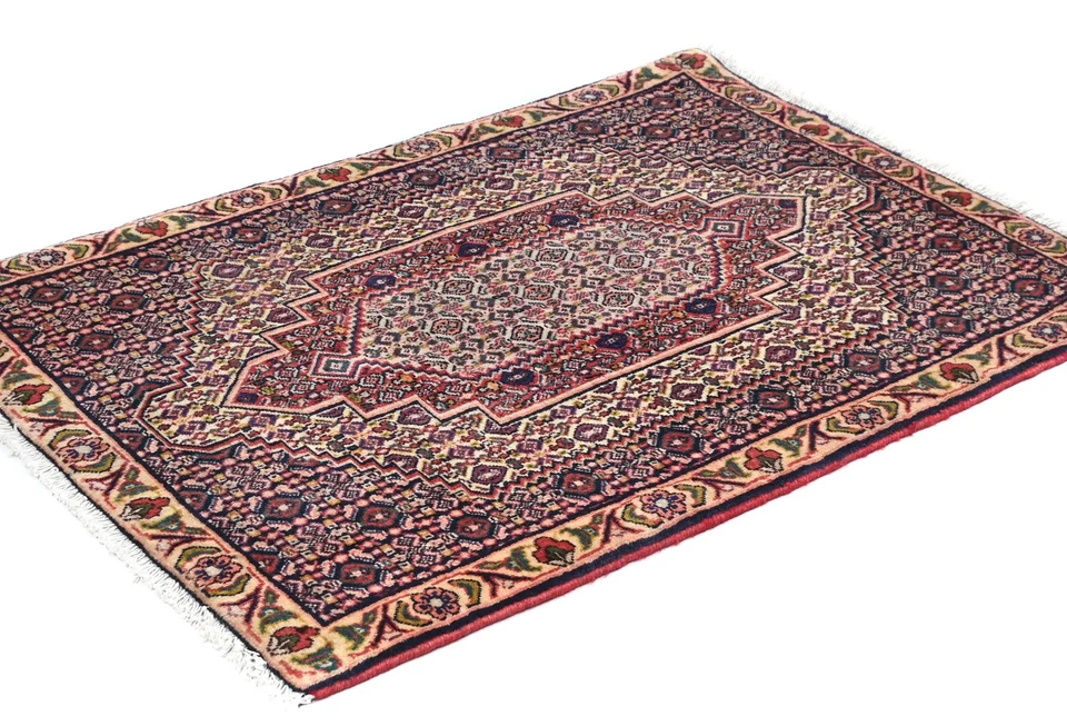 Alfombra oriental geométrica tribal púrpura hecha a mano de 2x3 pies alfombra de entrada pequeña Foto 3 de 4