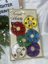 🥂 Vintage Boston Warehouse “Drink Skirts” – Jingle Bell Glass Markers -6
