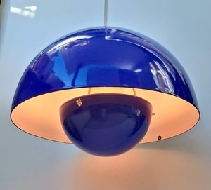 Verner Panton Flowerpot VP1 Pendant Lamp Blue Danish Mid Century Modern Vintage