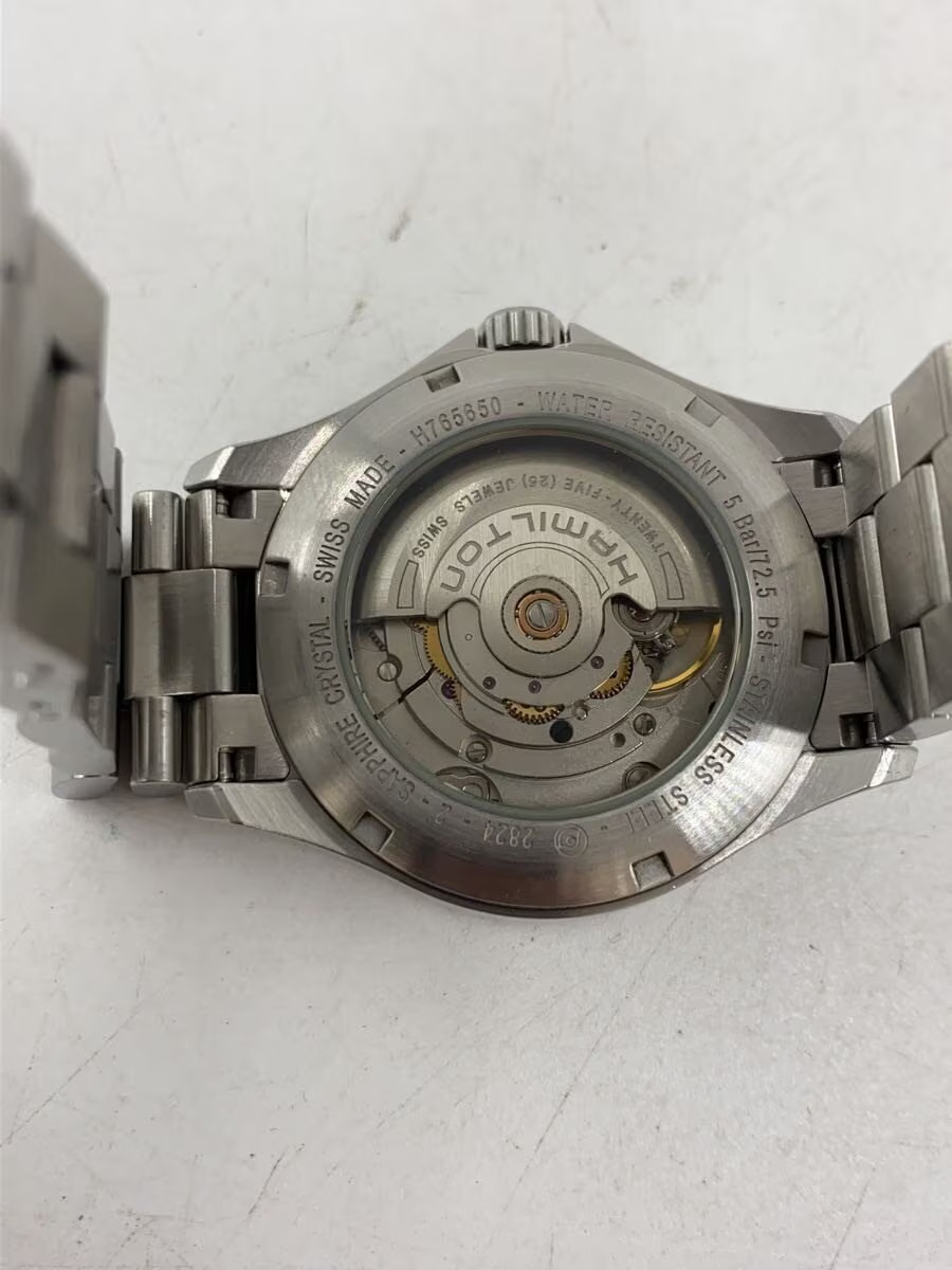 HAMILTON Automatic Watch Analog Stainless BLK SLV SS H765650 Khaki Date with Lin image 3