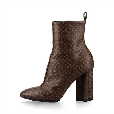 Louis Vuitton Silhouette lines 19-year Leather Short Boots 35 Ladies' Brown NL01