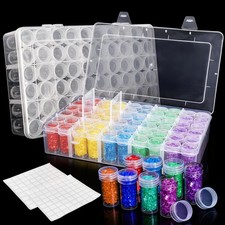 2 Pack Diamond Art Storage Containers, 120 Grids Beads Organizer Box with Lab...