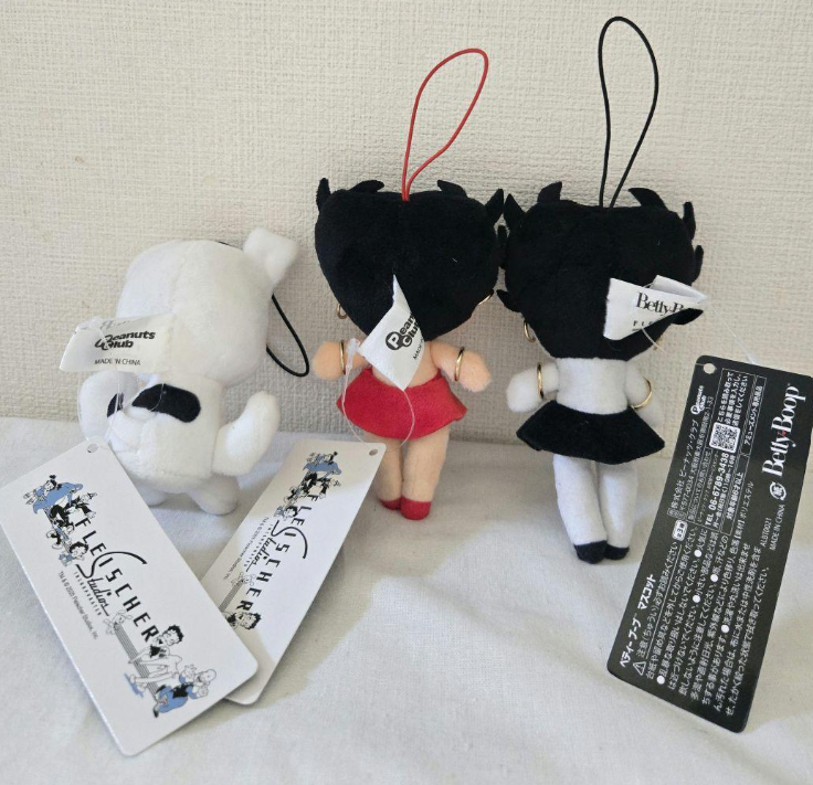 Betty Boop Mascot Plush Keychain Set of 3 (WHITE RED Pudgy) Round1
