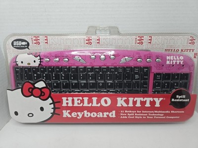 Hello Kitty USB Keyboard Sanrio Sakar Pink Hot Keys Spill Resistant Sealed