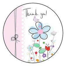 THANK YOU FLORAL ENVELOPE SEALS LABELS STICKERS 1.5" 30 FAVORS FLOWERS