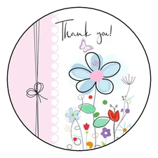 THANK YOU FLORAL ENVELOPE SEALS LABELS STICKERS 1.5" (30) FAVORS FLOWERS