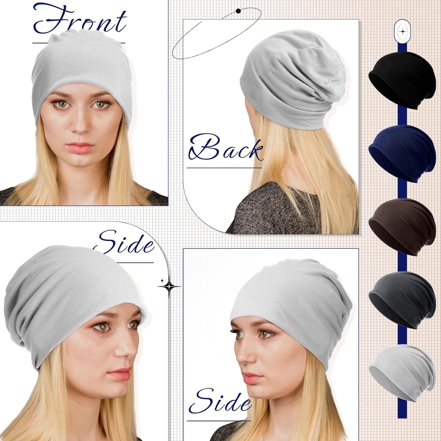 Syhood 5 Pcs Unisex Slouchy Beanie Hats for Men One Size, Classic Colors 