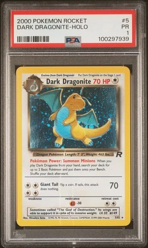 2000 POKEMON ROCKET #5 DARK DRAGONITE-HOLO PSA 1