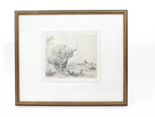 Hand Printed Rembrandt Restrike of Etching "Vue D'Omval Pres D'Amsterdam" 