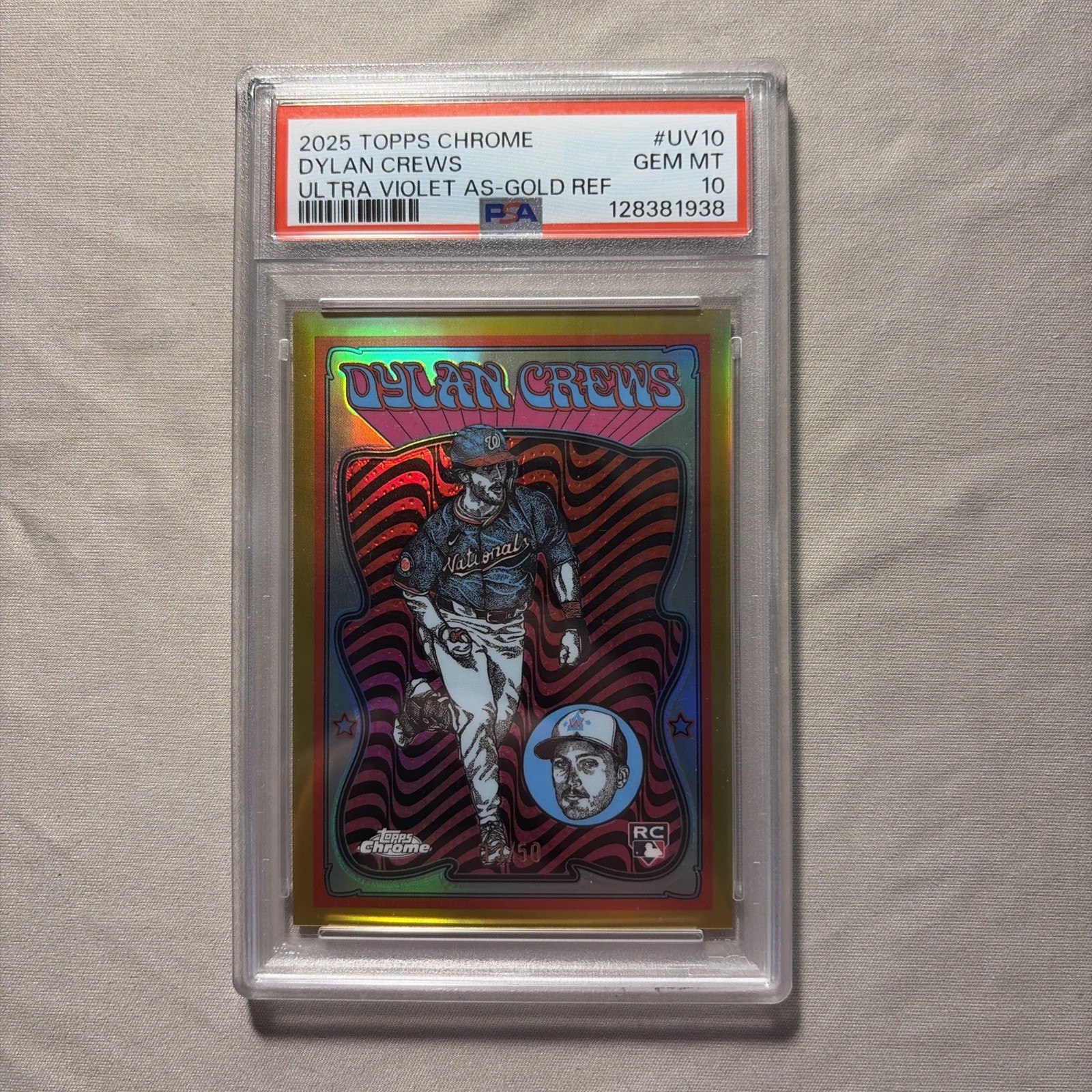 2025 Topps Chrome Dylan Crews Ultra Violet All Stars Gold Refractor /50 PSA 10