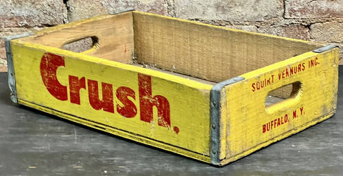 Vintage Orange Crush Hires Soda Pop Yellow Wood Crate Store Box Squirt Vernors - Picture 1 of 10