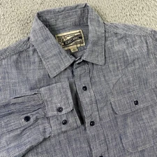 Schott Bros Shirt Mens Medium Chambray Hickory Stripe Conductor Utility Denim