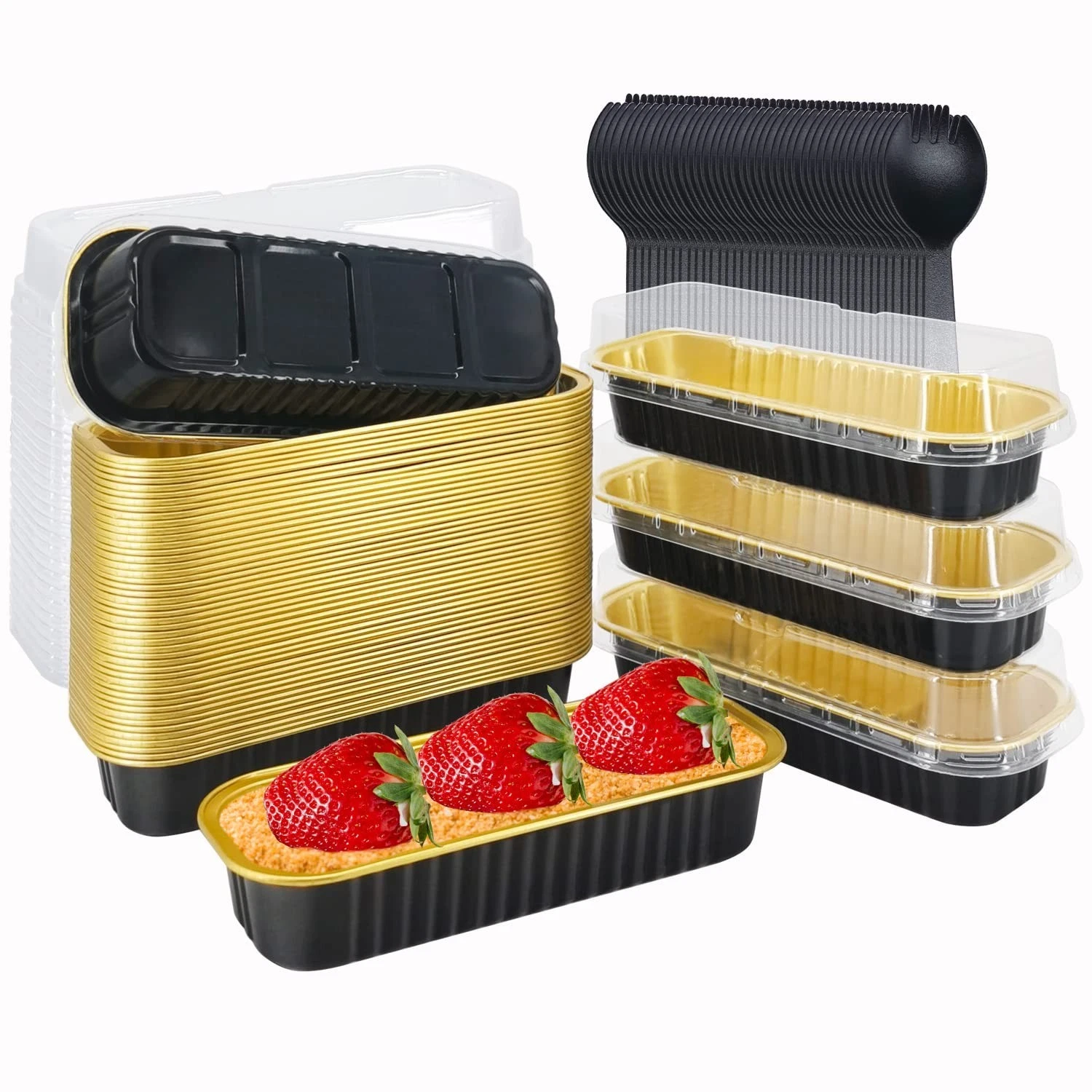 LNYZQUS Aluminum Foil Mini Loaf Pans with Lids 50 Pack, 6.8oz Rectangle Bakin...