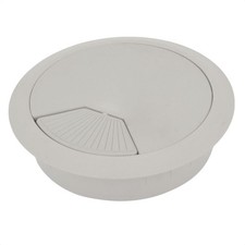 Grey White Plastic 80mm Hole Dia Desk Computer Cable Line Box Cover Cap