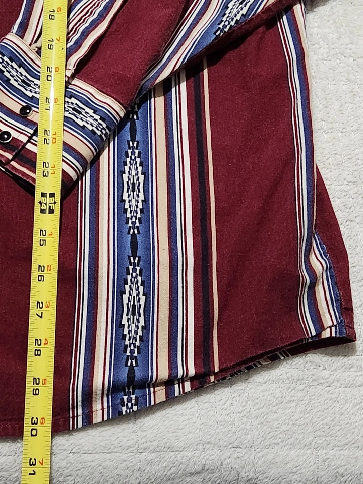 Vintage Wrangler Aztec Western Pearl Snap Shirt Men 3XL* Southwest Beige Rust - Image 4 of 4