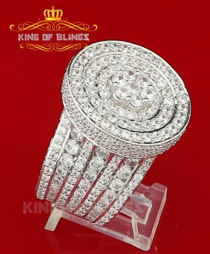 925 White Silver Cubic Zirconia 25.00ct Rapper Luxury Big Round Rings Men Size12 - Bild 6 von 11