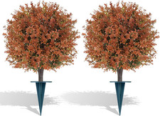 Fall 2 Pack Artificial Uv-Resistant Topiary Balls with Ground Spikes
