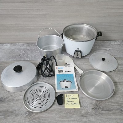 Vtg Tatung TAC-6HLA 6-Cup Rice Cooker Steamer Made Taiwan Complete Works FLAW