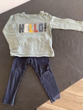 HM Baby Set Hose & Longsleeve | Gr. 86/92 | Grün Blau | Lupilu | 2-teilig