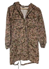 Vtg 60s Austrian Pea Dot Camo Parka Jacket Coat Hooded Military Austria Army