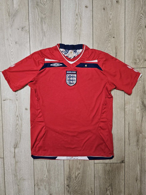 ENGLAND 2008 2010 AWAY FOOTBALL SHIRT SOCCER JERSEY RED L