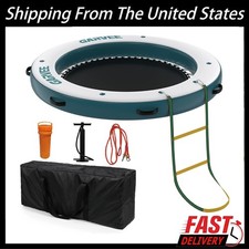 8FT Inflatable Floating Dock  Round Inflatable Water Hammock Dock Platform Mat