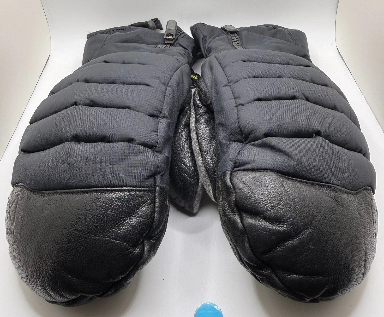 LEKI Detect Ski Mittens Black Leather Waterproof Insulated Winter Snow Gloves