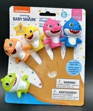 Nickelodeon Pinkfong Baby Shark Vinyl 5 Finger Puppets Age 3+ Bath Time New!