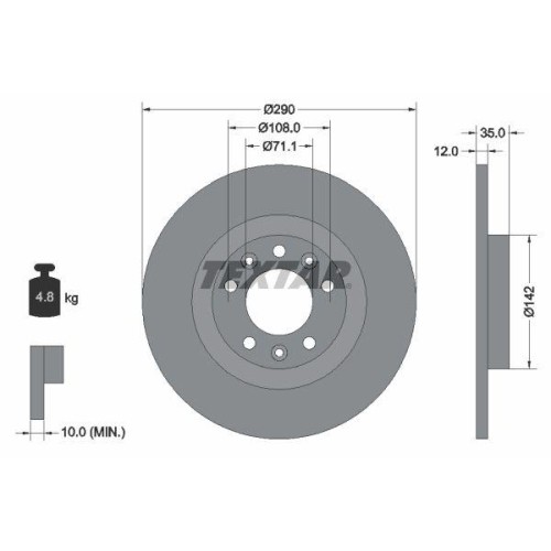 Textar 92267303 Bremsscheibe Hinterachse FüR Toyota Vauxhall CitroëN Fiat Opel-image