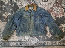 Vintage Lee Storm Rider Blue Jean Denim Jacket Blanket Lined 42R Thrashed