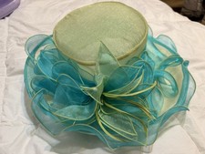 MissCynthia Light Green Blue Organza Bowler/Derby Hat for Women Formal Event