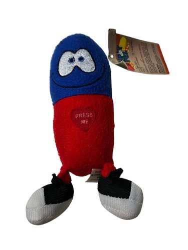 Just for Laughs Contagious Giggling Red Blue Happy Pill Plush Still Works W/ Tag